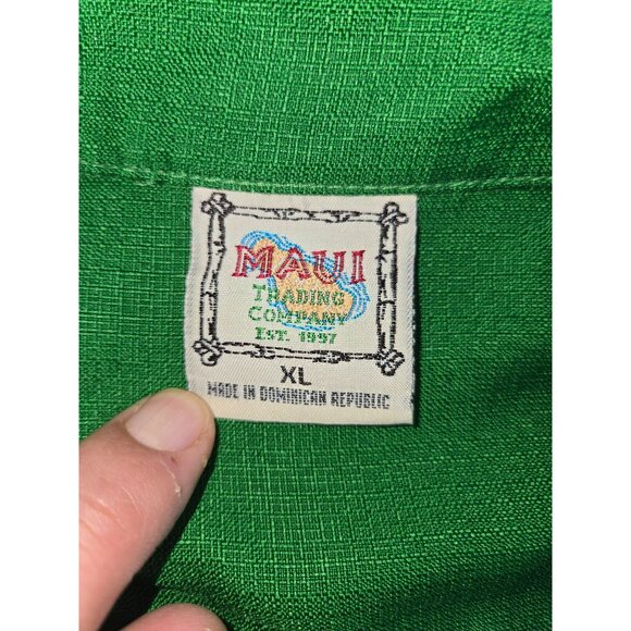 Maui Trading Co. Green Hawaiian Shirt XL - Picture 5 of 7
